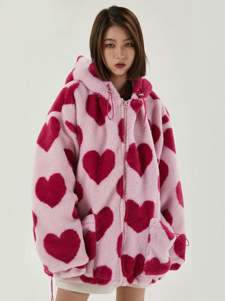 women's jackets shengpalae harajuku heart full print plush jacket women winter korean loose long sleeve hooded cotton coat thick warm 2, Black;brown
women's jackets shengpalae harajuku heart full print plush jacket women winter korean loose long sleeve hooded cotton coat thick warm 2, Black;brown