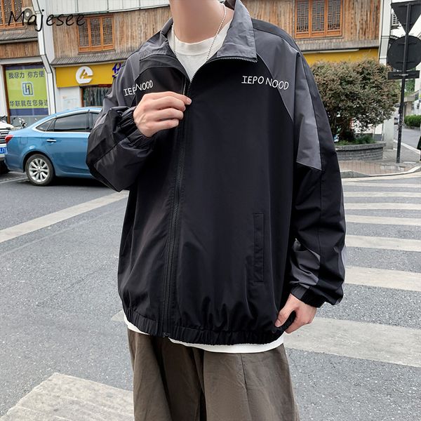 men's jackets autumn men stand collar rib sleeve coats tooling preppy style student zip up chic all match streetwear patchwork cozy tee, Black;brown
men's jackets autumn men stand collar rib sleeve coats tooling preppy style student zip up chic all match streetwear patchwork cozy tee, Black;brown