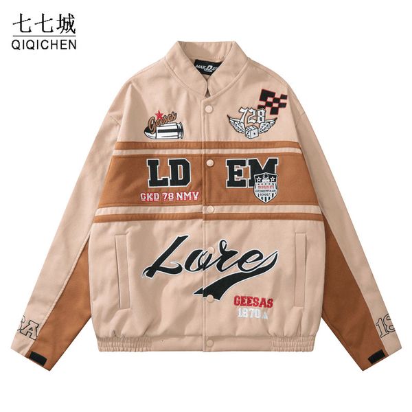 men's jackets cotton bomber jacket men vintage patchwork letter embroidery baseball coat racing motorcycle autumn loose couple 221129, Black;brown
men's jackets cotton bomber jacket men vintage patchwork letter embroidery baseball coat racing motorcycle autumn loose couple 221129, Black;brown