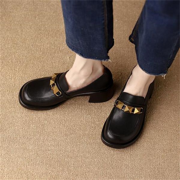 women dess shoes metal chain rivet loafer genuine leather shoe chunky heels sneakers outdoor classic trainers, Black
women dess shoes metal chain rivet loafer genuine leather shoe chunky heels sneakers outdoor classic trainers, Black