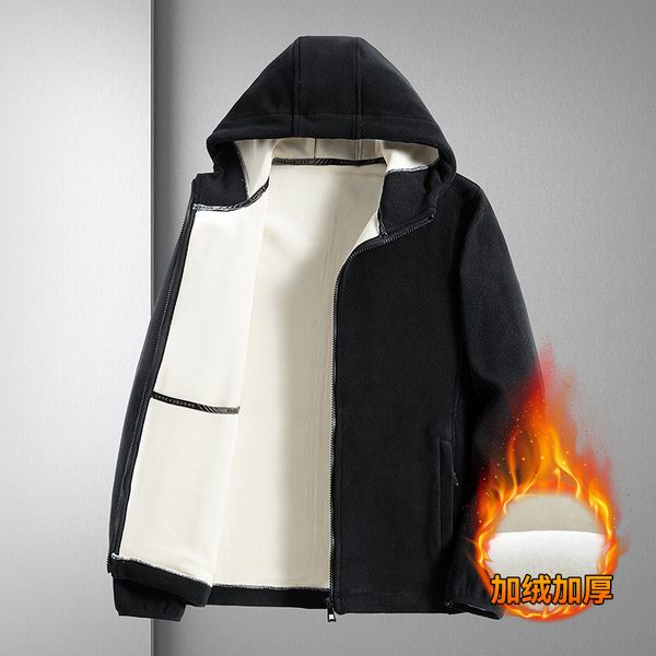 mens jackets winter fleece thicken hooded long sleeve solid color man casual streetwear male designer clothing 221130, Black;brown
mens jackets winter fleece thicken hooded long sleeve solid color man casual streetwear male designer clothing 221130, Black;brown