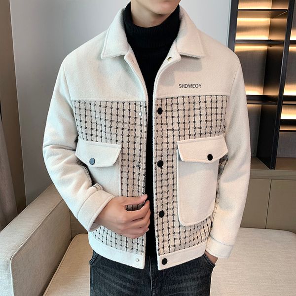 men's wool blends autumnwinter men's coats woollen fabric mink spliced lattice pattern daily casual men's imitation keep warm, Black
men's wool blends autumnwinter men's coats woollen fabric mink spliced lattice pattern daily casual men's imitation keep warm, Black