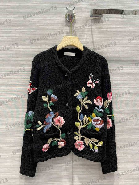 cardigan women sweaters luxury embroidery craft flower cashmere jacket cardigans designer womens clothing, White;black
cardigan women sweaters luxury embroidery craft flower cashmere jacket cardigans designer womens clothing, White;black