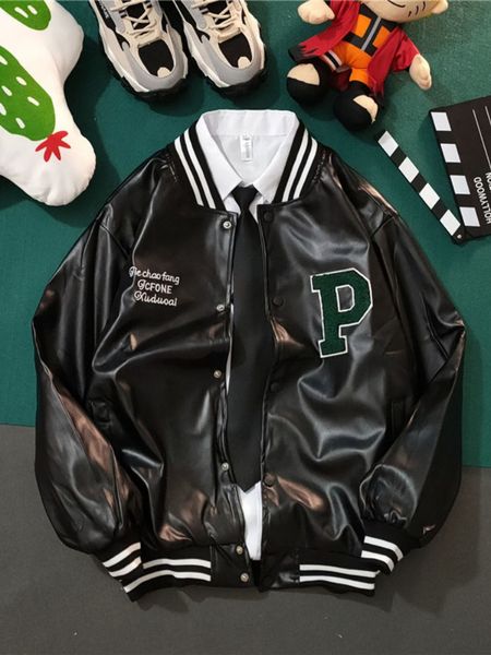 men's jackets spring autumn leather loose korean trend soft locomotive coat teenage students handsome embroidered 221129, Black;brown
men's jackets spring autumn leather loose korean trend soft locomotive coat teenage students handsome embroidered 221129, Black;brown