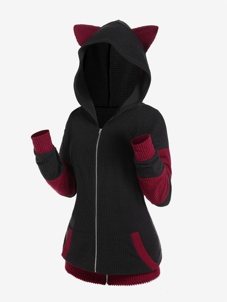 women s jackets rosegal cute fall winter women colorblock jacket cat ear ribbed hooded warm long sleeve zipper coat 4xl outwear arrival 221, Black;brown
women s jackets rosegal cute fall winter women colorblock jacket cat ear ribbed hooded warm long sleeve zipper coat 4xl outwear arrival 221, Black;brown
