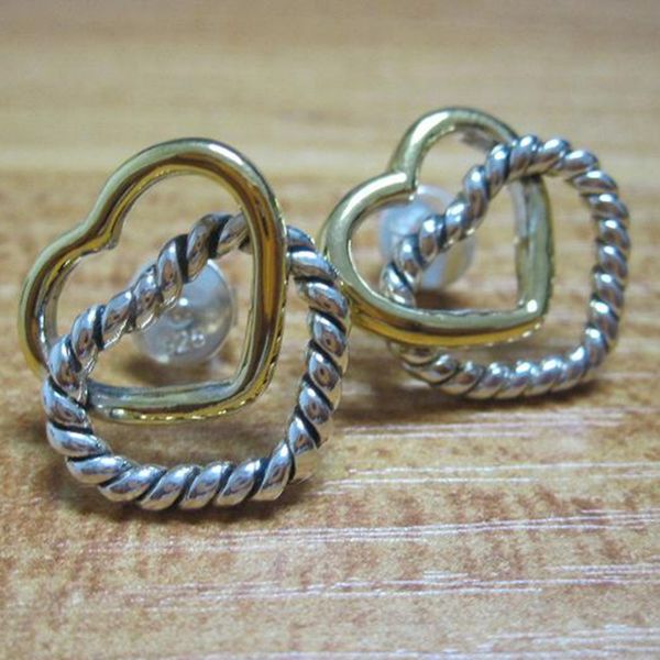 gold plated stud earrings for women fine jewelry 925 sterling silver cable double heart earring birthday gift, Golden;silver
gold plated stud earrings for women fine jewelry 925 sterling silver cable double heart earring birthday gift, Golden;silver