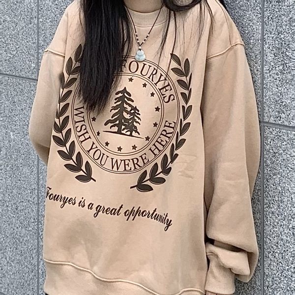 women's hoodies sweatshirts vintage letter print light brown sweatshirt women american style oversized streetwear warm winter o neck k, Black
women's hoodies sweatshirts vintage letter print light brown sweatshirt women american style oversized streetwear warm winter o neck k, Black