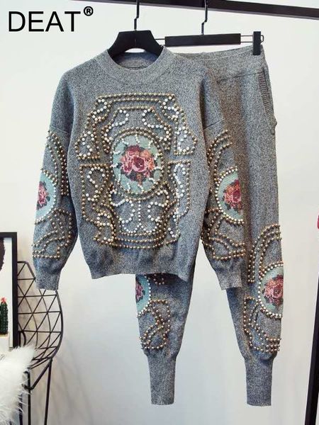 women's two piece pants deat autumn winter long sleeve o neck knitted embroidery printed sweater jumper elastic tracksuit women 19j a3, White
women's two piece pants deat autumn winter long sleeve o neck knitted embroidery printed sweater jumper elastic tracksuit women 19j a3, White
