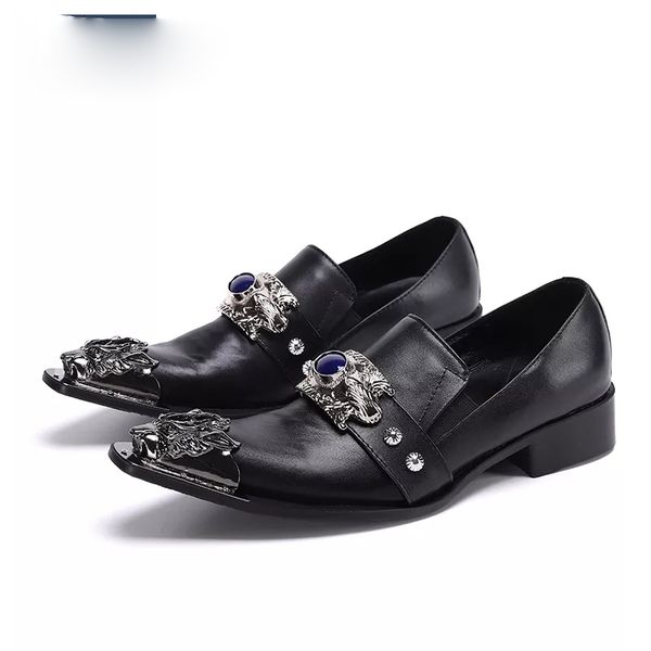 british style genuine leather men dress shoes metal decoration business formal pointed toe gentleman shoes, Black
british style genuine leather men dress shoes metal decoration business formal pointed toe gentleman shoes, Black