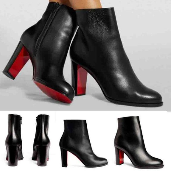 red soles women ankle boot black calfskin leather chunky heeled with zipper adox leathers boots 85mm heel luxury designer high heels short b
red soles women ankle boot black calfskin leather chunky heeled with zipper adox leathers boots 85mm heel luxury designer high heels short b