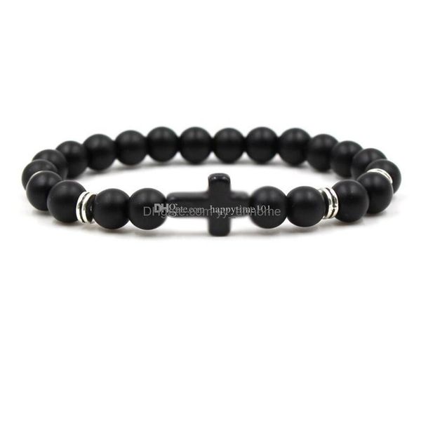charm bracelets 7 colors matted natural cross black stone beads elastic bracelet sier spacer volcanic rock beaded hand strings drop dhtgv, Golden;silver
charm bracelets 7 colors matted natural cross black stone beads elastic bracelet sier spacer volcanic rock beaded hand strings drop dhtgv, Golden;silver