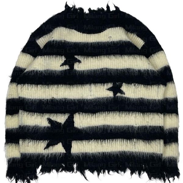 women's sweaters vintage classic mohair stripes star streetwear gothic punk rock sweater men women loose pullover harajuku cotton knit, White;black
women's sweaters vintage classic mohair stripes star streetwear gothic punk rock sweater men women loose pullover harajuku cotton knit, White;black