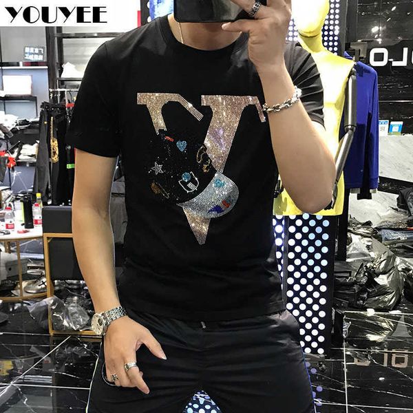 men's t-shirts t-shirt men's rhinestone personality summer fashion brand mercerized cotton short sleeve round neck tees male t2211, White;black
men's t-shirts t-shirt men's rhinestone personality summer fashion brand mercerized cotton short sleeve round neck tees male t2211, White;black