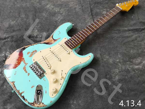 electric guitar thin green color cream pickguard sss pickups chrome parts rosewood fingerboard
electric guitar thin green color cream pickguard sss pickups chrome parts rosewood fingerboard