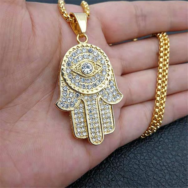 chokers turkish hamsa hand of fatima pendant necklace gold stainless steel iced out chain hip hop women men jewelry 221130, Golden;silver
chokers turkish hamsa hand of fatima pendant necklace gold stainless steel iced out chain hip hop women men jewelry 221130, Golden;silver