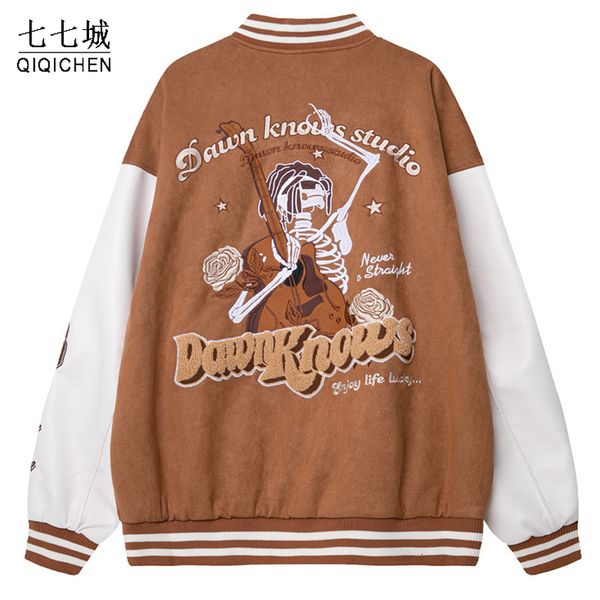 men's jackets baseball men retro hip hop flocking loose skeleton embroidery varsity women autumn harajuku patchwork coat couple 221129, Black;brown
men's jackets baseball men retro hip hop flocking loose skeleton embroidery varsity women autumn harajuku patchwork coat couple 221129, Black;brown