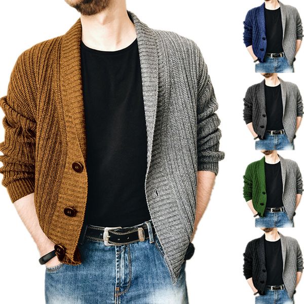 mens sweaters spring and autumn jacket double color splice loose vneck cardigan sweater coat single breasted casual knitwear 221130, White;black
mens sweaters spring and autumn jacket double color splice loose vneck cardigan sweater coat single breasted casual knitwear 221130, White;black