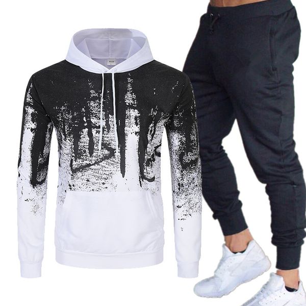 men's tracksuits sets hoodiespants printed 2 pieces suit male autumn winter hooded sweatshirt sweatpants fashion slim fit jogging cloth, Gray 
men's tracksuits sets hoodiespants printed 2 pieces suit male autumn winter hooded sweatshirt sweatpants fashion slim fit jogging cloth, Gray