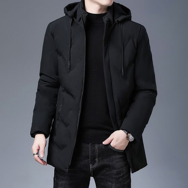 men's wool blends brand hooded casual fashion long thicken outwear parkas jacket men winter windbreaker coats men clothing 221129, Black
men's wool blends brand hooded casual fashion long thicken outwear parkas jacket men winter windbreaker coats men clothing 221129, Black