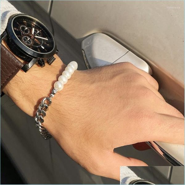 chain classic stainless steel mens bracelet curb cuban braclet white imitation pearls beads braslet male jewelry gift drop d dhgarden dh1w4, Black
chain classic stainless steel mens bracelet curb cuban braclet white imitation pearls beads braslet male jewelry gift drop d dhgarden dh1w4, Black