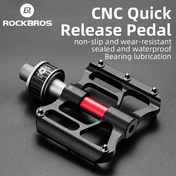 Image of Bike Pedals ROCKBROS Bicycle Pedales Mtb Quick Release CNC Rainproof Seal Bearing 82cm Widened Nonslip Chrome Molybdenum Road Pedal 221130