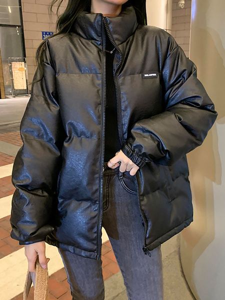 women's down parkas black short fashion winter cotton padded jackets woman pu leather parka jacket female chic thick coats oversize 221
women's down parkas black short fashion winter cotton padded jackets woman pu leather parka jacket female chic thick coats oversize 221