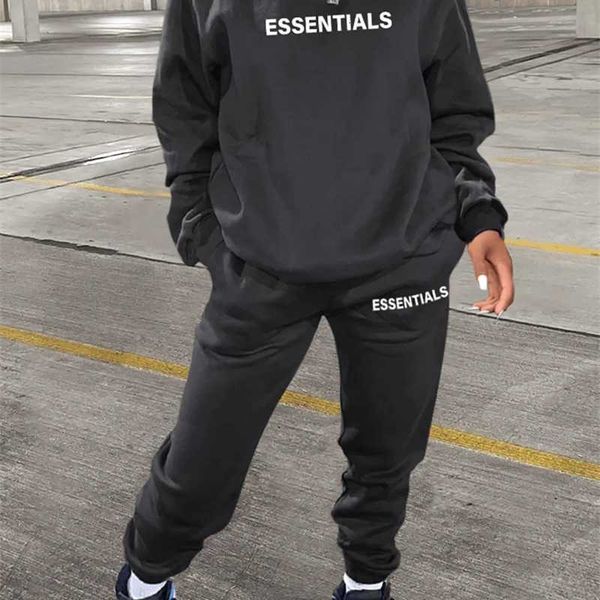 hoodies sweatshirt suits autumn and winter casual hooded sweater set essentials alphabet printed pants women's dress, Gray 
hoodies sweatshirt suits autumn and winter casual hooded sweater set essentials alphabet printed pants women's dress, Gray