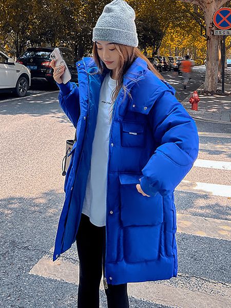 women's down parkas winter jacket long padded woman causal cotton jackets female solid blue hodded coats fashion korean parka 221129, Black
women's down parkas winter jacket long padded woman causal cotton jackets female solid blue hodded coats fashion korean parka 221129, Black