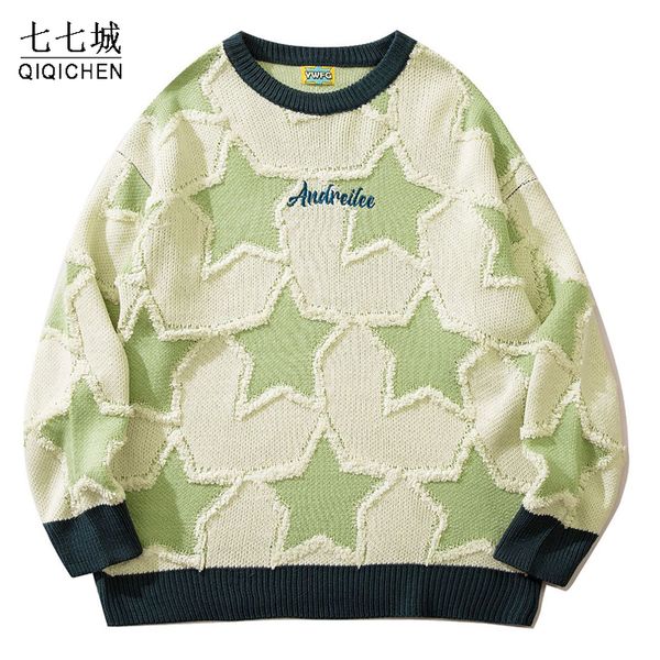 men's sweaters casual knitted men women star pattern loose jumpers hip hop streetwear college knitwear pullover winter 221129, White;black
men's sweaters casual knitted men women star pattern loose jumpers hip hop streetwear college knitwear pullover winter 221129, White;black