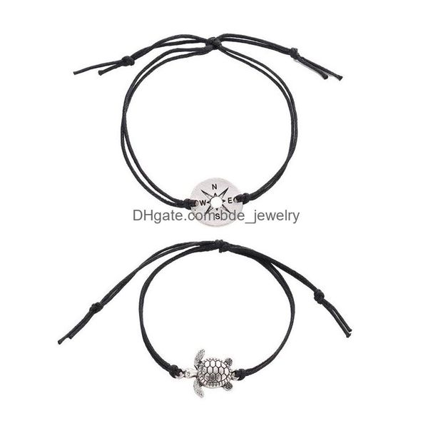 charm bracelets fashion jewelry vintage string bracelet anklet compass turtle charm 2pcs/set bracelets drop delivery dhb43, Golden;silver
charm bracelets fashion jewelry vintage string bracelet anklet compass turtle charm 2pcs/set bracelets drop delivery dhb43, Golden;silver
