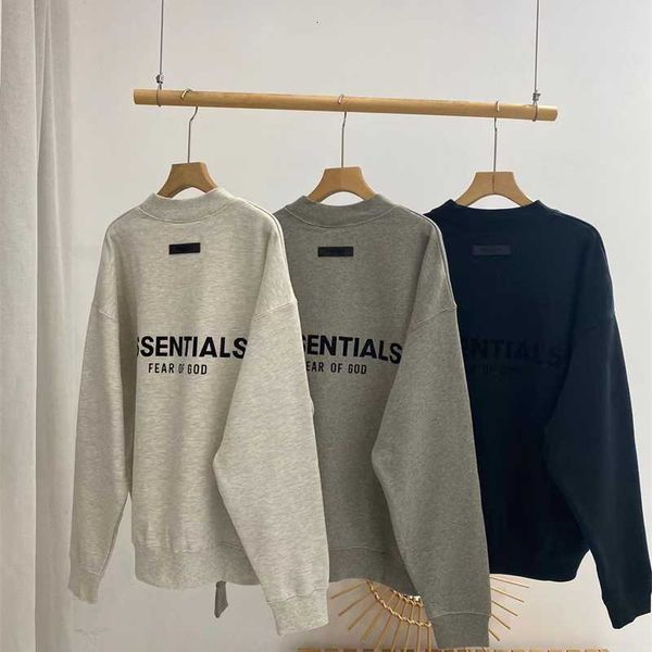 hoodies hweatshirts high version fog foot of god double thread row flocking essentials letter round neck sweater, Black 
hoodies hweatshirts high version fog foot of god double thread row flocking essentials letter round neck sweater, Black