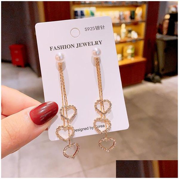 dangle chandelier fashion jewelry s925 sier post earrings diamend heart tassels dangle stud drop delivery dhchu, Silver 
dangle chandelier fashion jewelry s925 sier post earrings diamend heart tassels dangle stud drop delivery dhchu, Silver