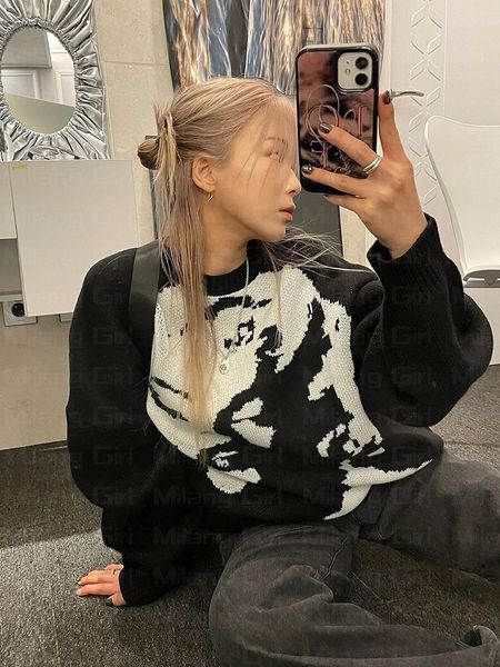 women's sweaters aesthetics harajuku autumn knitted women oversized streetwear men gothic portrait print pullover cotton sweater 221130, White;black
women's sweaters aesthetics harajuku autumn knitted women oversized streetwear men gothic portrait print pullover cotton sweater 221130, White;black