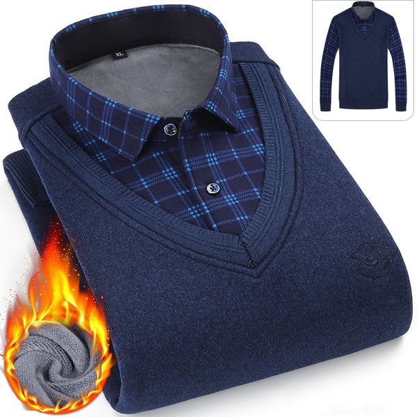 mens sweaters 7xl 8xl plus velvet thick brand knitwear size fleece warm fake two shirts classic fashion male pullover 221130, White;black
mens sweaters 7xl 8xl plus velvet thick brand knitwear size fleece warm fake two shirts classic fashion male pullover 221130, White;black