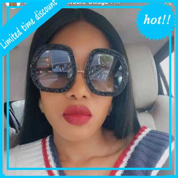 luxury designer sunglasses fashion runway women ins same style personality diamond inlaid oversize frame anna trend, White;black
luxury designer sunglasses fashion runway women ins same style personality diamond inlaid oversize frame anna trend, White;black