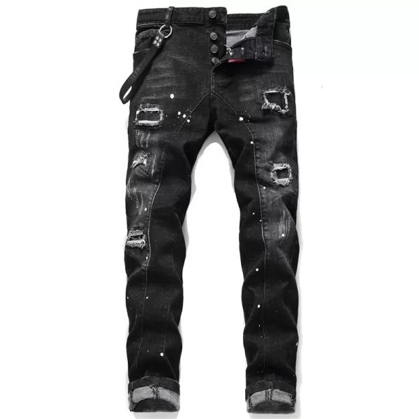 mens jeans jean hip hop pants street trend zipper gg chain decoration ripped stretch black fashion slim fit washed motocycle denim panelled, Blue
mens jeans jean hip hop pants street trend zipper gg chain decoration ripped stretch black fashion slim fit washed motocycle denim panelled, Blue