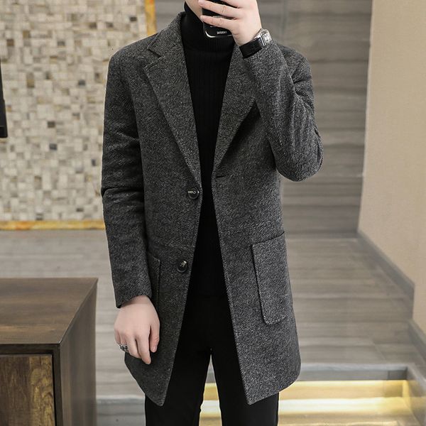 men's wool blends autumn and winter men's woolen coat youth korean casual long coat woolen coat men 221129, Black
men's wool blends autumn and winter men's woolen coat youth korean casual long coat woolen coat men 221129, Black