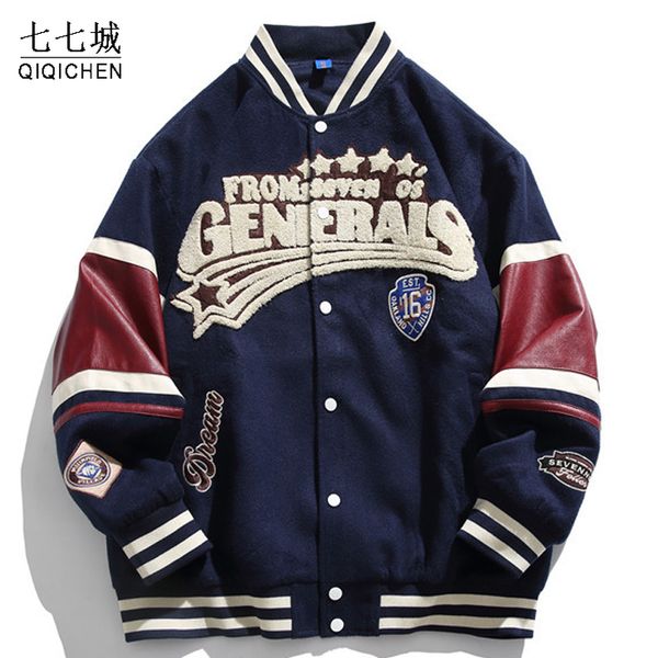 men's jackets letter flocking varsity jacket men vintage casual patchwork baseball coat autumn winter loose color block bomber 221129, Black;brown
men's jackets letter flocking varsity jacket men vintage casual patchwork baseball coat autumn winter loose color block bomber 221129, Black;brown