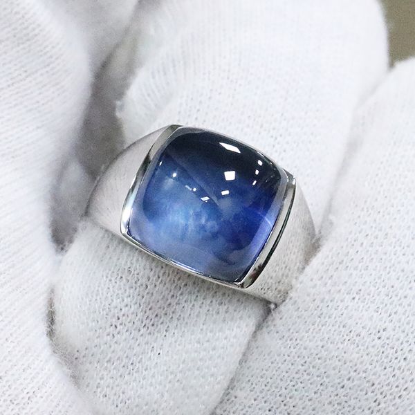 wedding rings sterling silver sapphire signet for men 221130, Slivery;golden