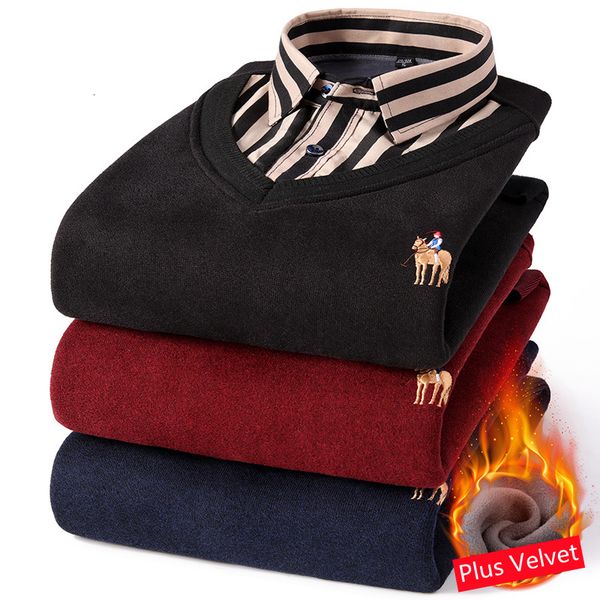 mens sweaters 4xl 5xl fashion fleece fake twopiece pullover autumn and winter plus velvet thick sweater male brand knitwear 221130, White;black
mens sweaters 4xl 5xl fashion fleece fake twopiece pullover autumn and winter plus velvet thick sweater male brand knitwear 221130, White;black