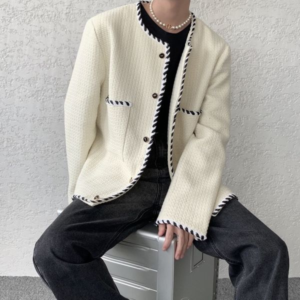 men's wool blends luxury light woven tweed casual suit coat men's handsome loose round neck single breasted short jacket black y27
men's wool blends luxury light woven tweed casual suit coat men's handsome loose round neck single breasted short jacket black y27