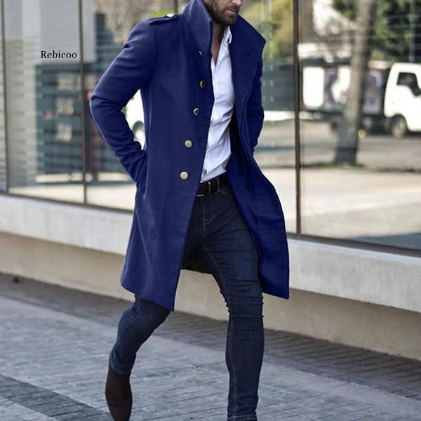 men's wool blends men long warm blazer coats slim autumn trench male pocket solid outwear windbreaker vintage blends coats 221129, Black
men's wool blends men long warm blazer coats slim autumn trench male pocket solid outwear windbreaker vintage blends coats 221129, Black