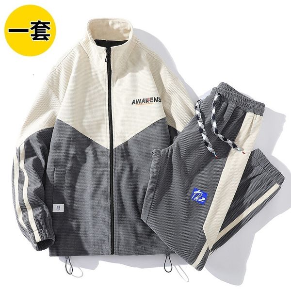 mens tracksuits waffle mens jacket suit autumn and winter teen trend casual pants handsome twopiece set 221130, Gray
mens tracksuits waffle mens jacket suit autumn and winter teen trend casual pants handsome twopiece set 221130, Gray