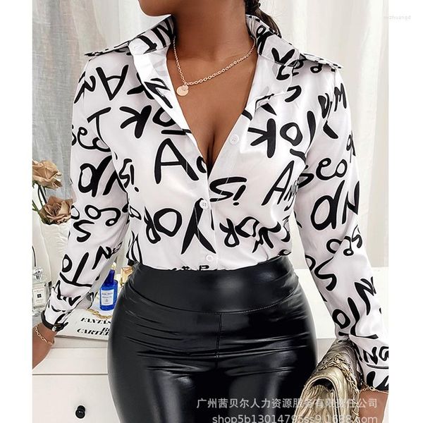 women's blouses blouse summer fashion letter print cardigan turn-down collar shirt casual long sleeve single breasted, White
women's blouses blouse summer fashion letter print cardigan turn-down collar shirt casual long sleeve single breasted, White