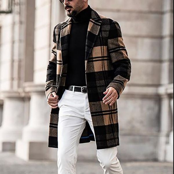 men's wool blends european and american men's autumn printed plaid wool coat casual in the long coat 221129, Black
men's wool blends european and american men's autumn printed plaid wool coat casual in the long coat 221129, Black