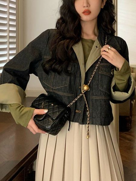 women s jackets autumn vintage coat women korean fashion button casual short overcoat female patchwork designer elegant outwear jacket 22113, Black;brown
women s jackets autumn vintage coat women korean fashion button casual short overcoat female patchwork designer elegant outwear jacket 22113, Black;brown