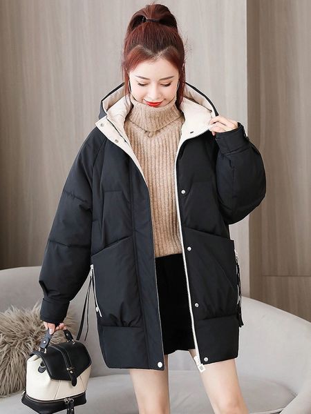 women's down parkas winter jackets woman causal hodded thicking coats luxury fashion loose female solid black korean parka 221129
women's down parkas winter jackets woman causal hodded thicking coats luxury fashion loose female solid black korean parka 221129