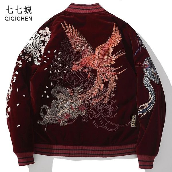 men's down parkas thicken bomber jacket men dragon phoenix animal embroided jbaseball ackets winter japanese retro outwear warm velvet, Black
men's down parkas thicken bomber jacket men dragon phoenix animal embroided jbaseball ackets winter japanese retro outwear warm velvet, Black