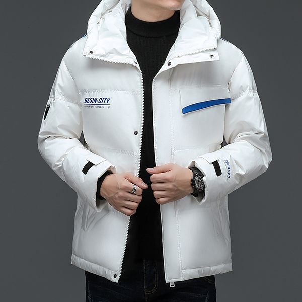 men's down parkas winter hooded jacket short style heat storage warm windproof thickened casual 90 white coats 221130, Black
men's down parkas winter hooded jacket short style heat storage warm windproof thickened casual 90 white coats 221130, Black