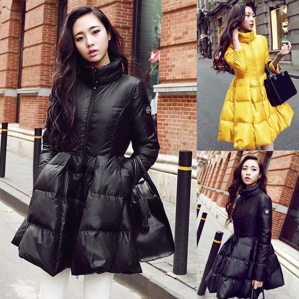 women's down parkas cotton jacket winter fashion big swing warm ladies long section 221129, Black
women's down parkas cotton jacket winter fashion big swing warm ladies long section 221129, Black